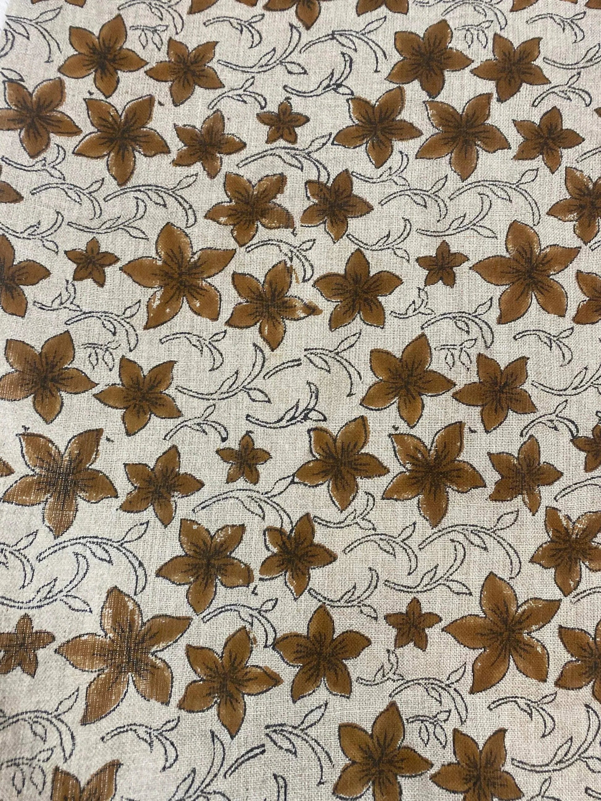 58" inches Hand Block Printed Linen Fabric , Home Decor Best Linen Fabric for decor, pillows ,upholstery, curtain - Maple Village Lane