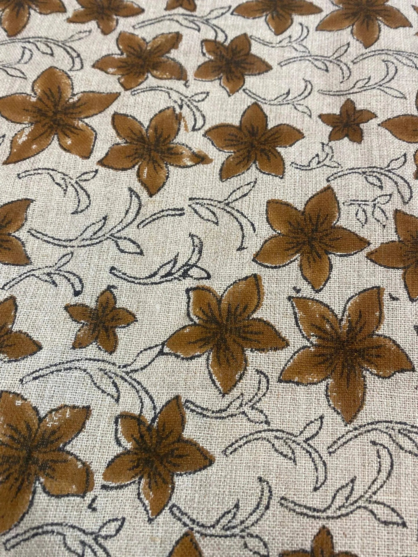 58" inches Hand Block Printed Linen Fabric , Home Decor Best Linen Fabric for decor, pillows ,upholstery, curtain - Maple Village Lane
