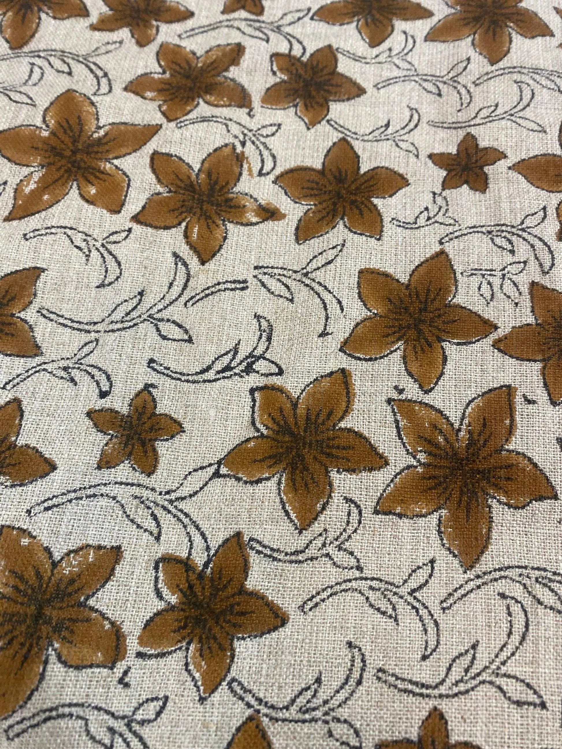 58" inches Hand Block Printed Linen Fabric , Home Decor Best Linen Fabric for decor, pillows ,upholstery, curtain - Maple Village Lane