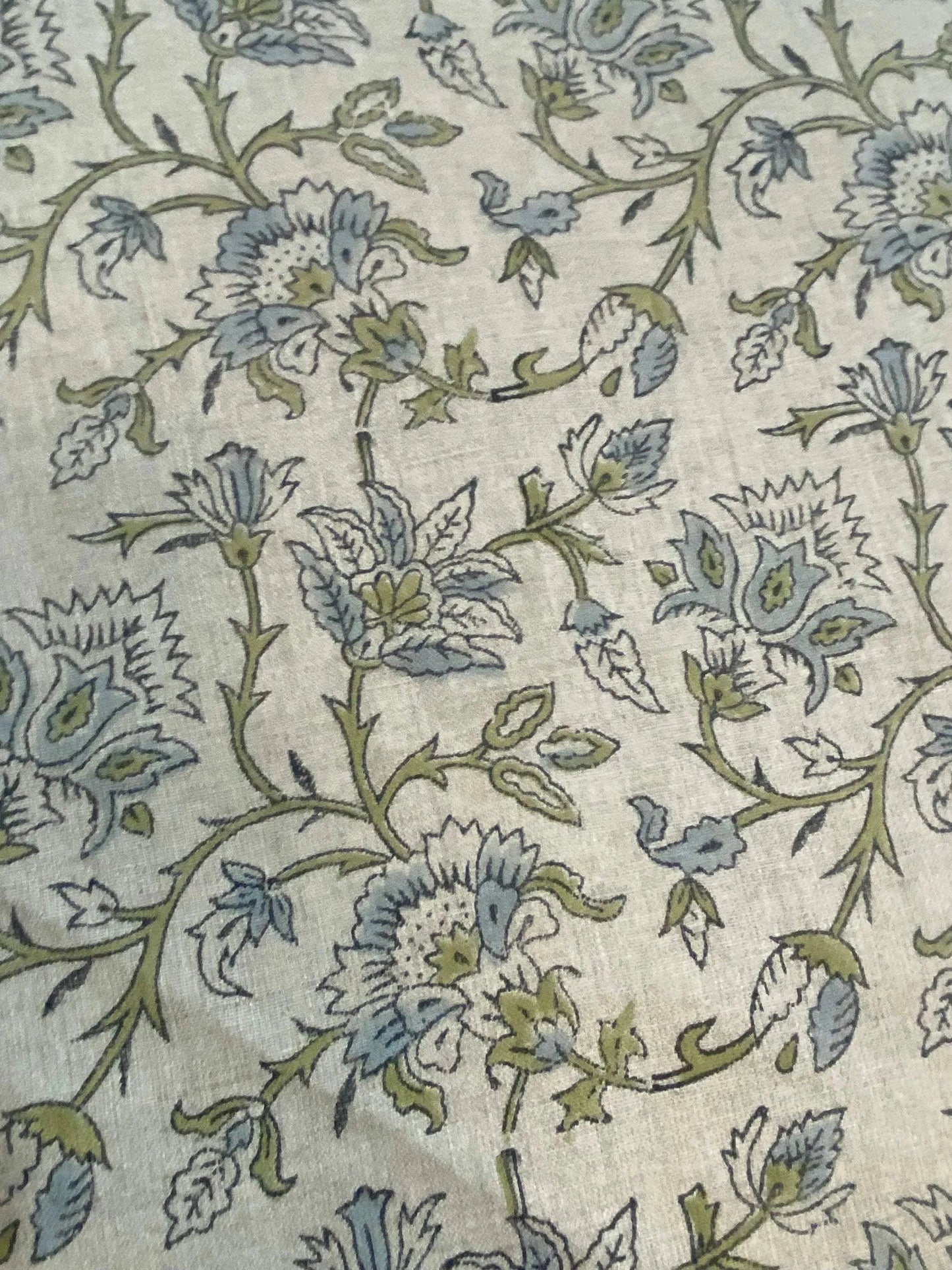 58" inches Hand Block Printed Linen Fabric , Home Decor Best Linen Fabric for decor, pillows ,upholstery, curtain - Maple Village Lane