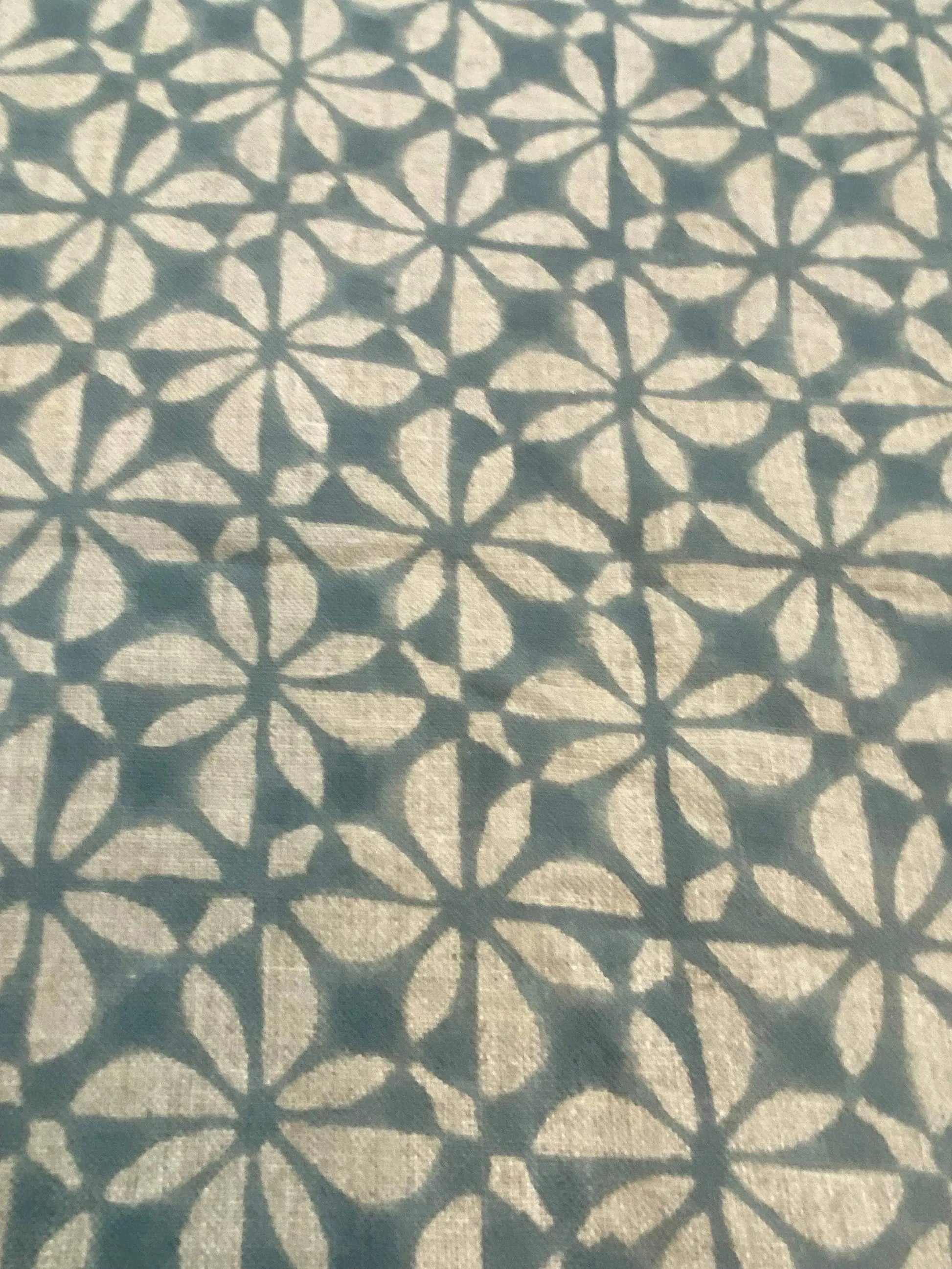 58" inches Hand Block Printed Linen Fabric , Home Decor Best Linen Fabric for decor, pillows ,upholstery, curtain - Maple Village Lane