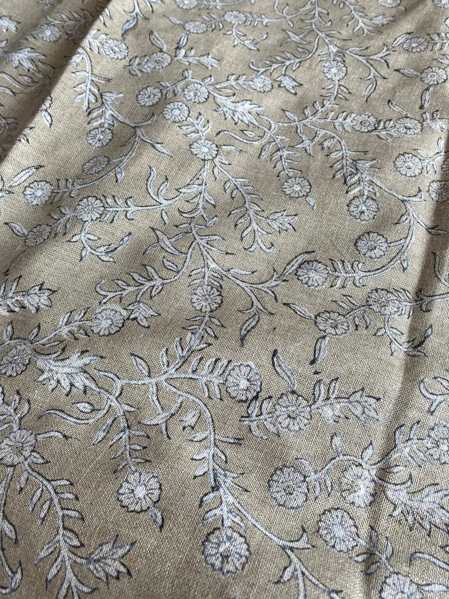 58" inches Hand Block Printed Linen Fabric , Home Decor Best Linen Fabric for decor, pillows ,upholstery, curtain - Maple Village Lane