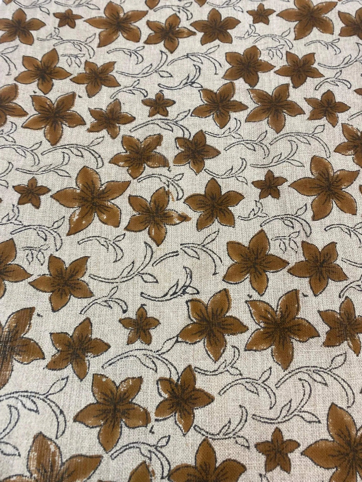 58" inches Hand Block Printed Linen Fabric , Home Decor Best Linen Fabric for decor, pillows ,upholstery, curtain - Maple Village Lane