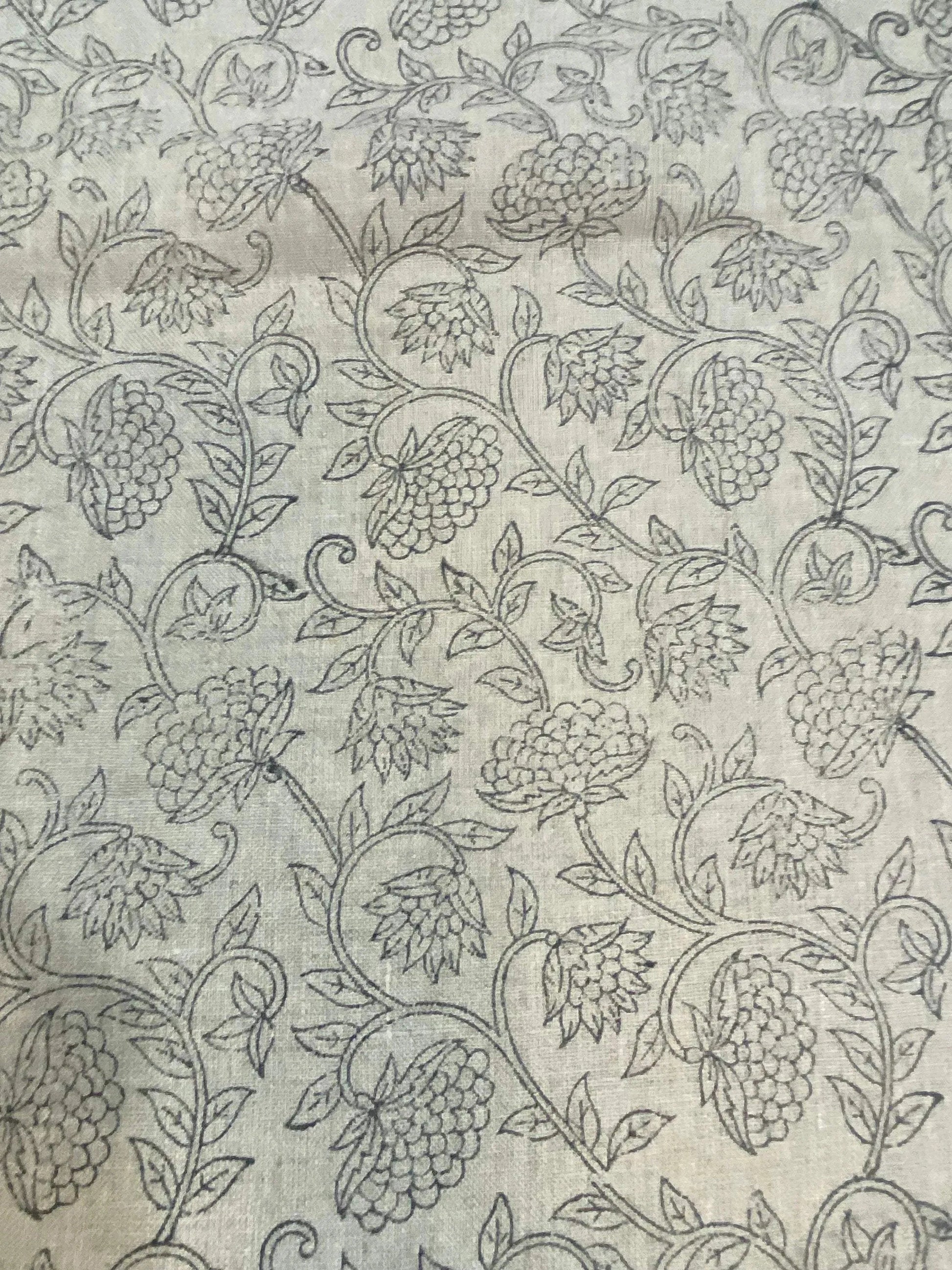 58" inches Hand Block Printed Linen Fabric , Home Decor Best Linen Fabric for decor, pillows ,upholstery, curtain - Maple Village Lane