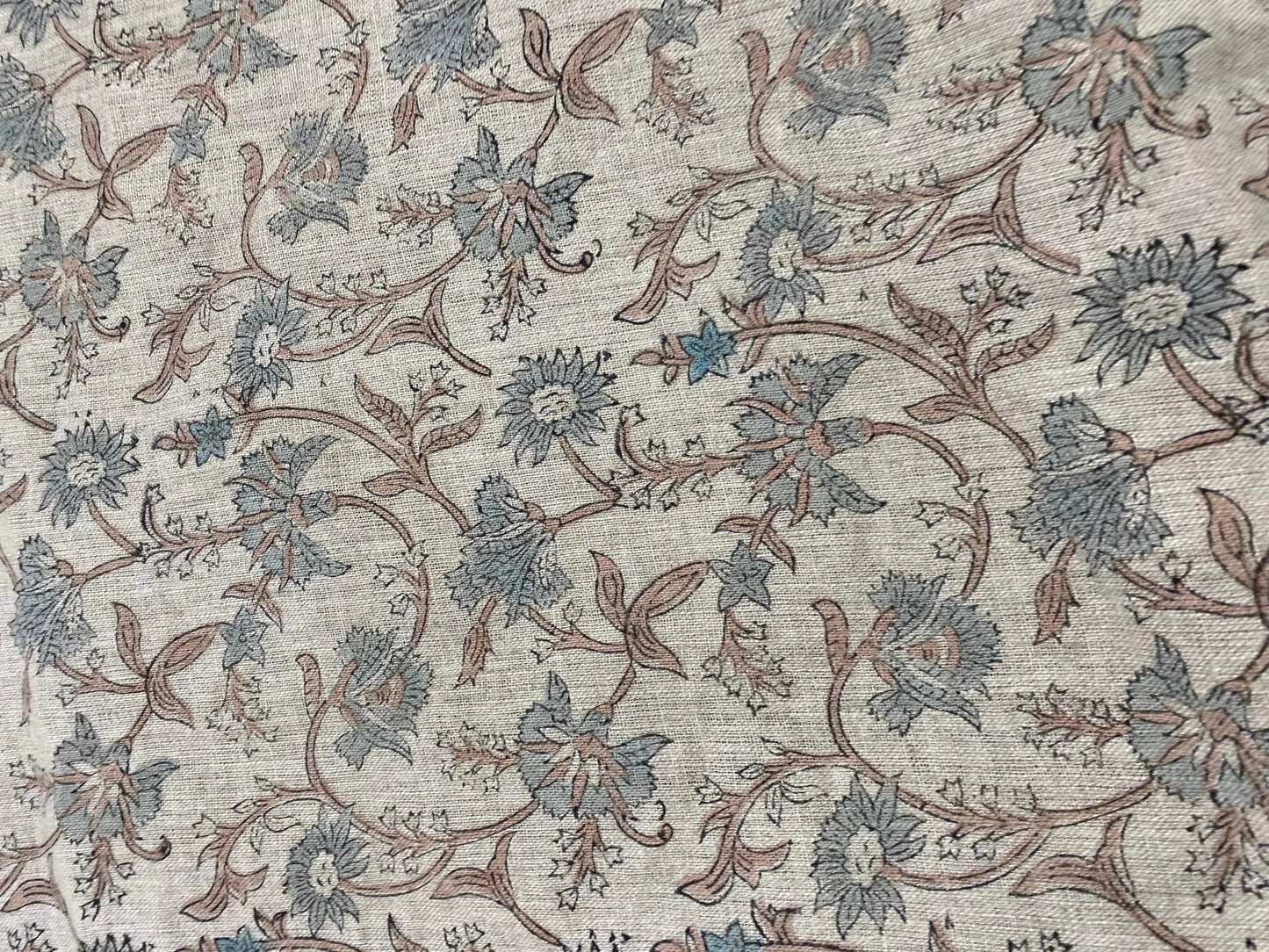 58" inches Hand Block Printed Linen Fabric , Home Decor Best Linen Fabric for decor, pillows ,upholstery, curtain - Maple Village Lane