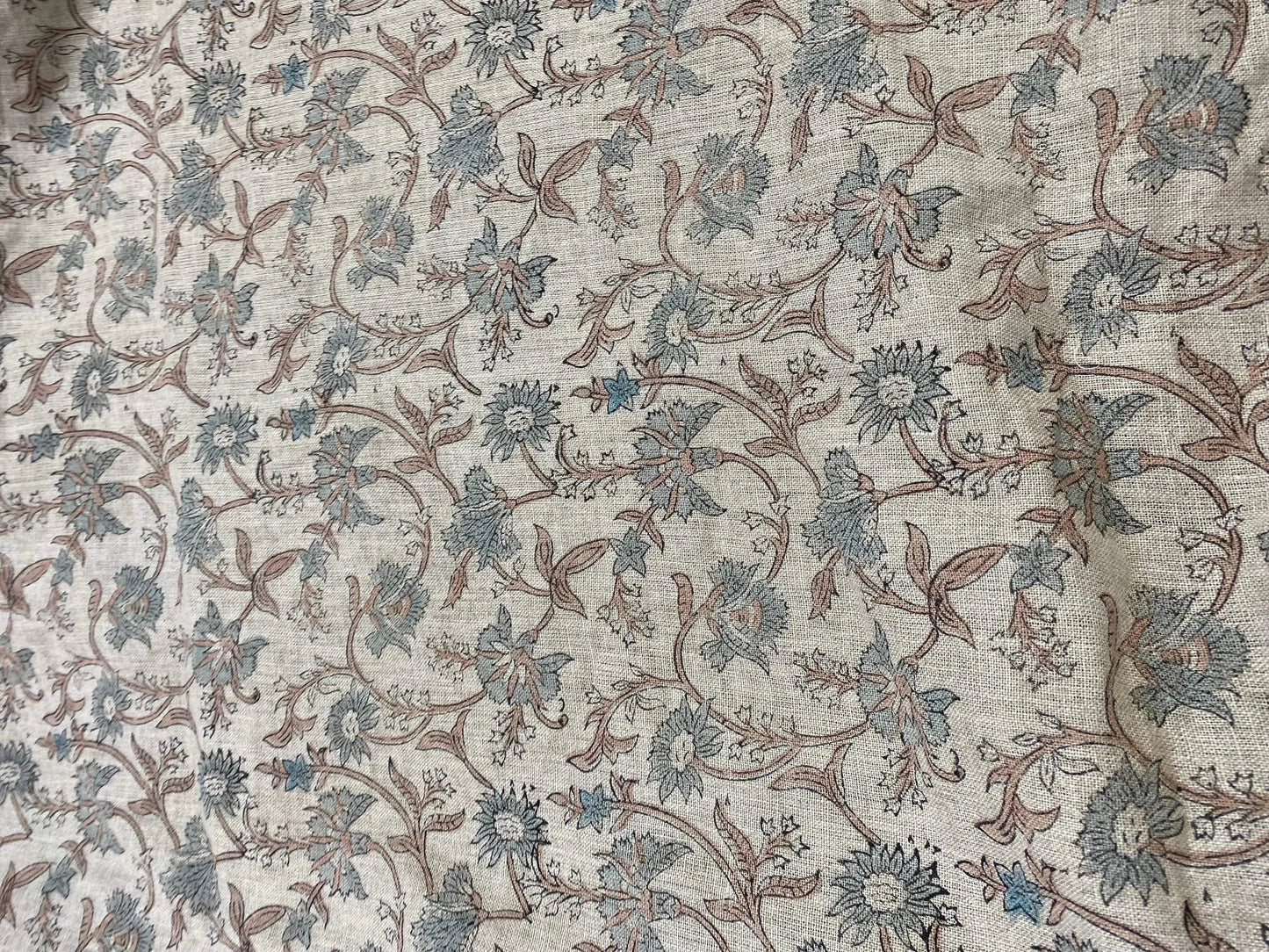 58" inches Hand Block Printed Linen Fabric , Home Decor Best Linen Fabric for decor, pillows ,upholstery, curtain - Maple Village Lane