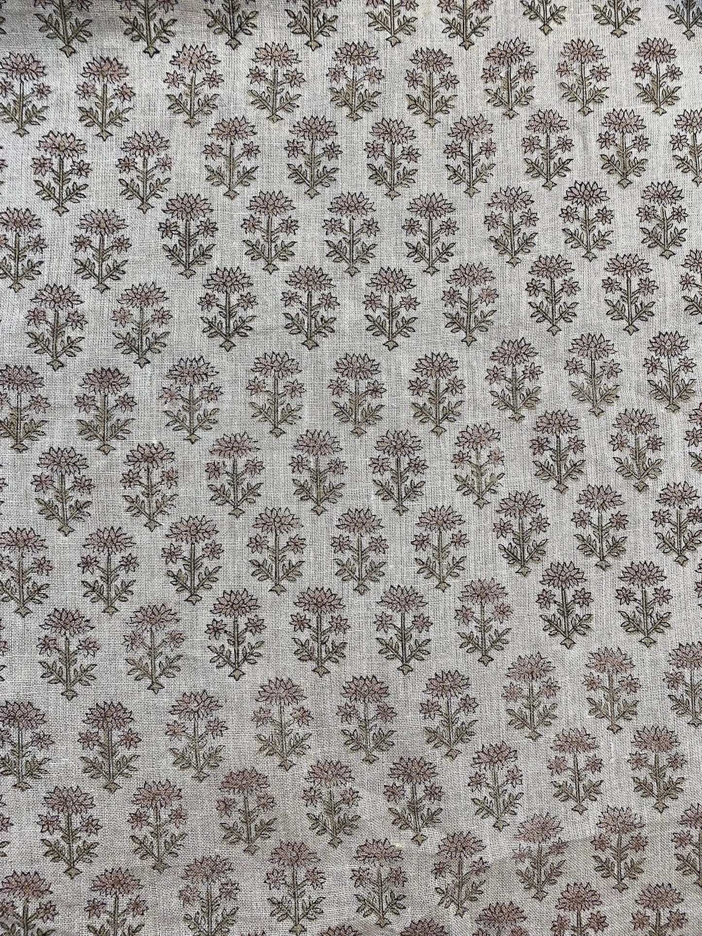 58" inches Hand Block Printed Linen Fabric , Home Decor Best Linen Fabric for decor, pillows ,upholstery, curtain - Maple Village Lane