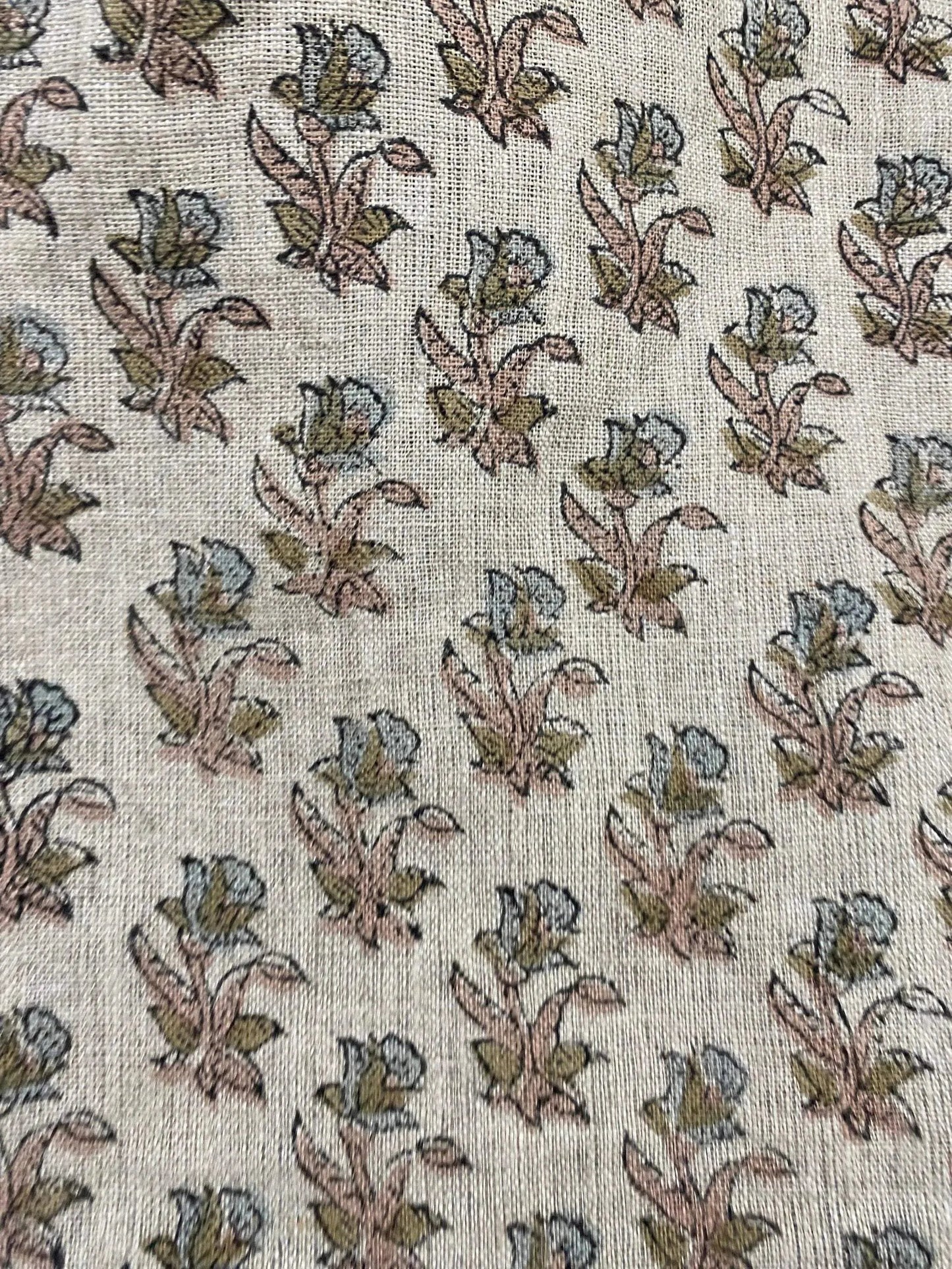 58" inches Hand Block Printed Linen Fabric , Home Decor Best Linen Fabric for decor, pillows ,upholstery, curtain - Maple Village Lane
