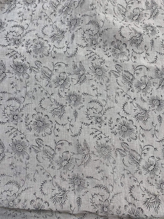 Linen fabric, Fabric by yard, Hand printed fabric, Block Print Fabric, Indian Fabric