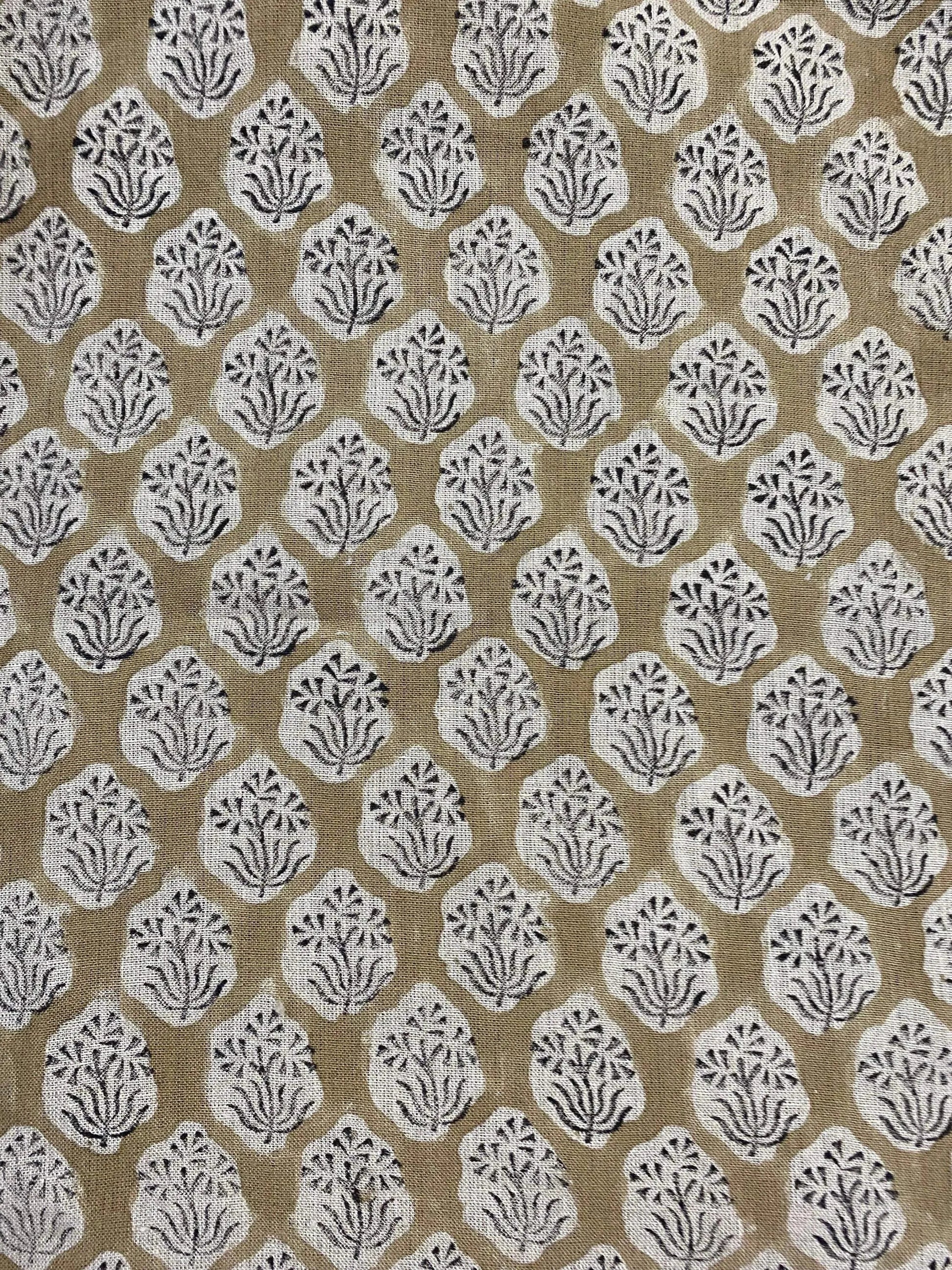 58" inches Hand Block Printed Linen Fabric , Home Decor Best Linen Fabric for decor, pillows ,upholstery, curtain - Maple Village Lane