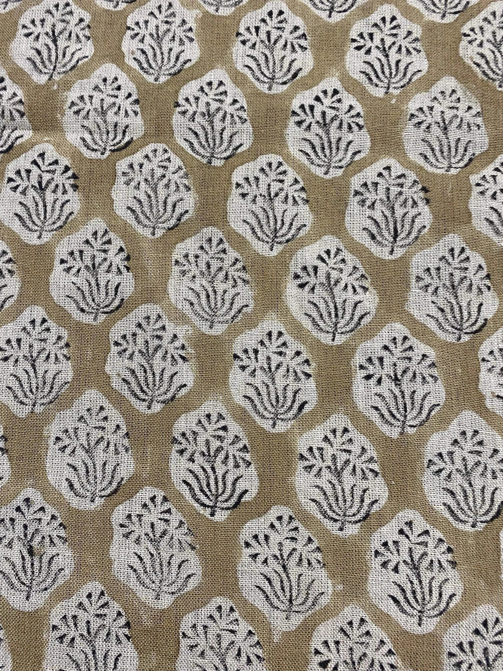 58" inches Hand Block Printed Linen Fabric , Home Decor Best Linen Fabric for decor, pillows ,upholstery, curtain - Maple Village Lane