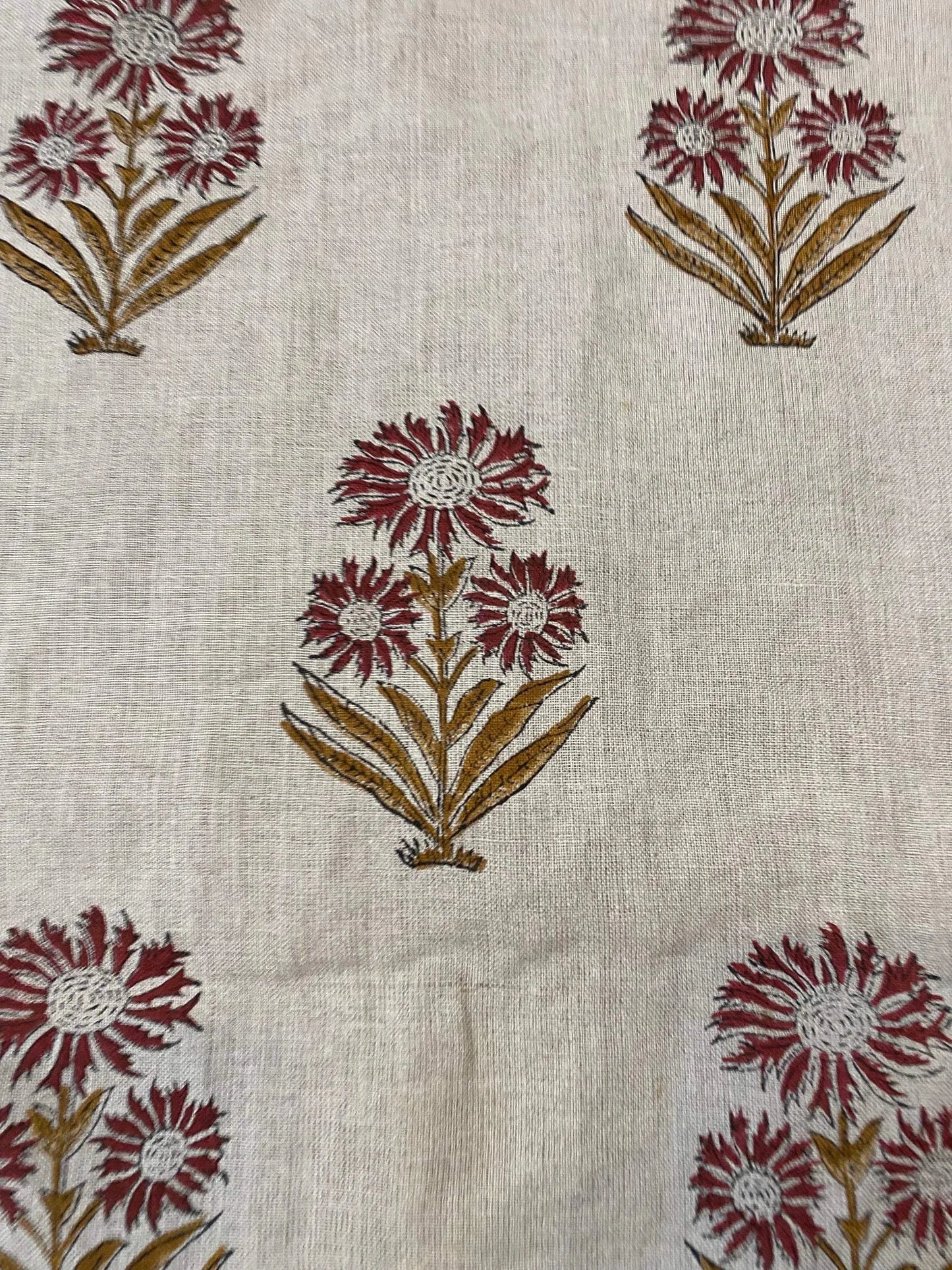 58" inches Hand Block Printed Linen Fabric , Home Decor Best Linen Fabric for decor, pillows ,upholstery, curtain - Maple Village Lane