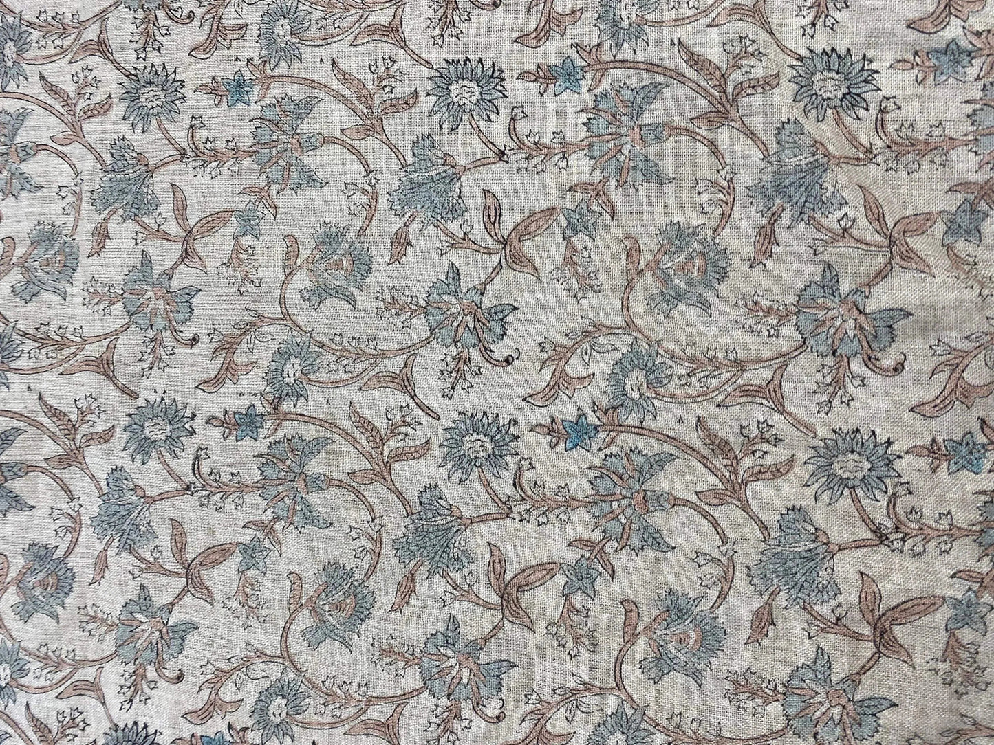 58" inches Hand Block Printed Linen Fabric , Home Decor Best Linen Fabric for decor, pillows ,upholstery, curtain - Maple Village Lane