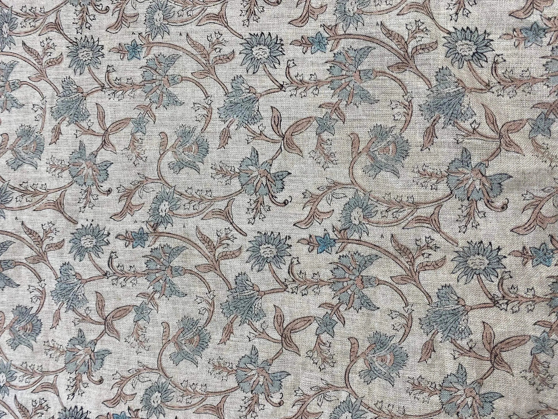 58" inches Hand Block Printed Linen Fabric , Home Decor Best Linen Fabric for decor, pillows ,upholstery, curtain - Maple Village Lane