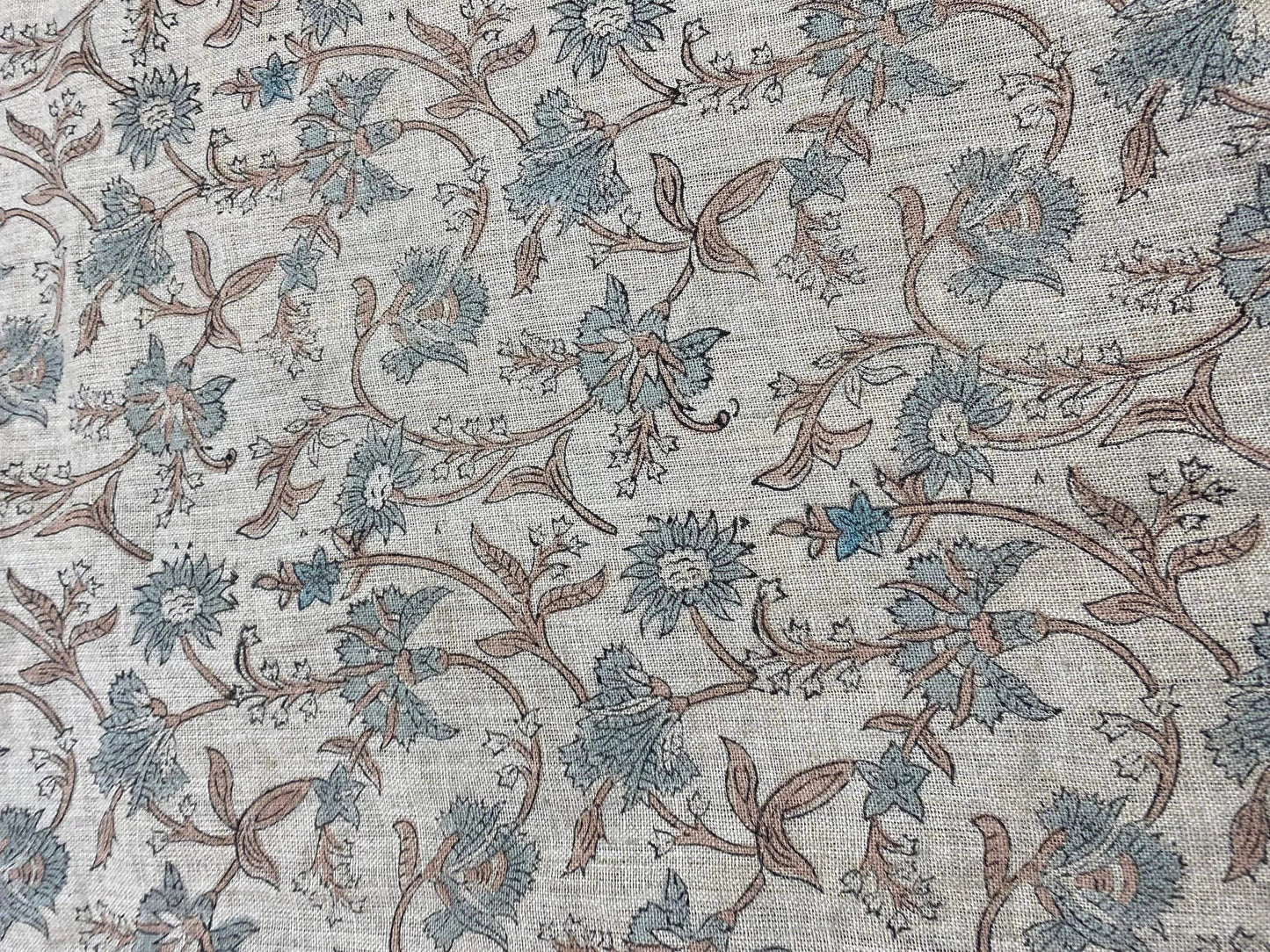 58" inches Hand Block Printed Linen Fabric , Home Decor Best Linen Fabric for decor, pillows ,upholstery, curtain - Maple Village Lane