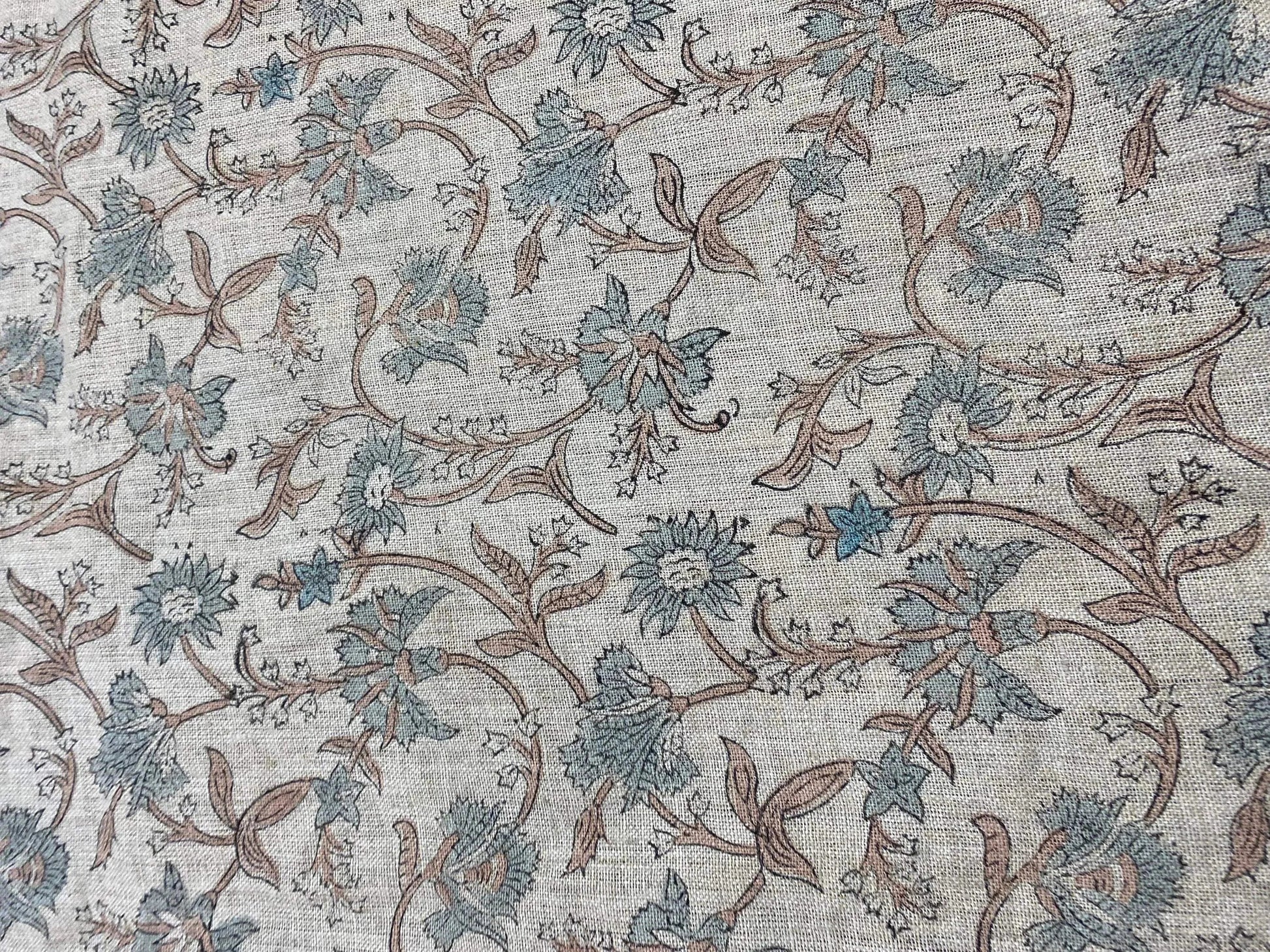 58" inches Hand Block Printed Linen Fabric , Home Decor Best Linen Fabric for decor, pillows ,upholstery, curtain - Maple Village Lane