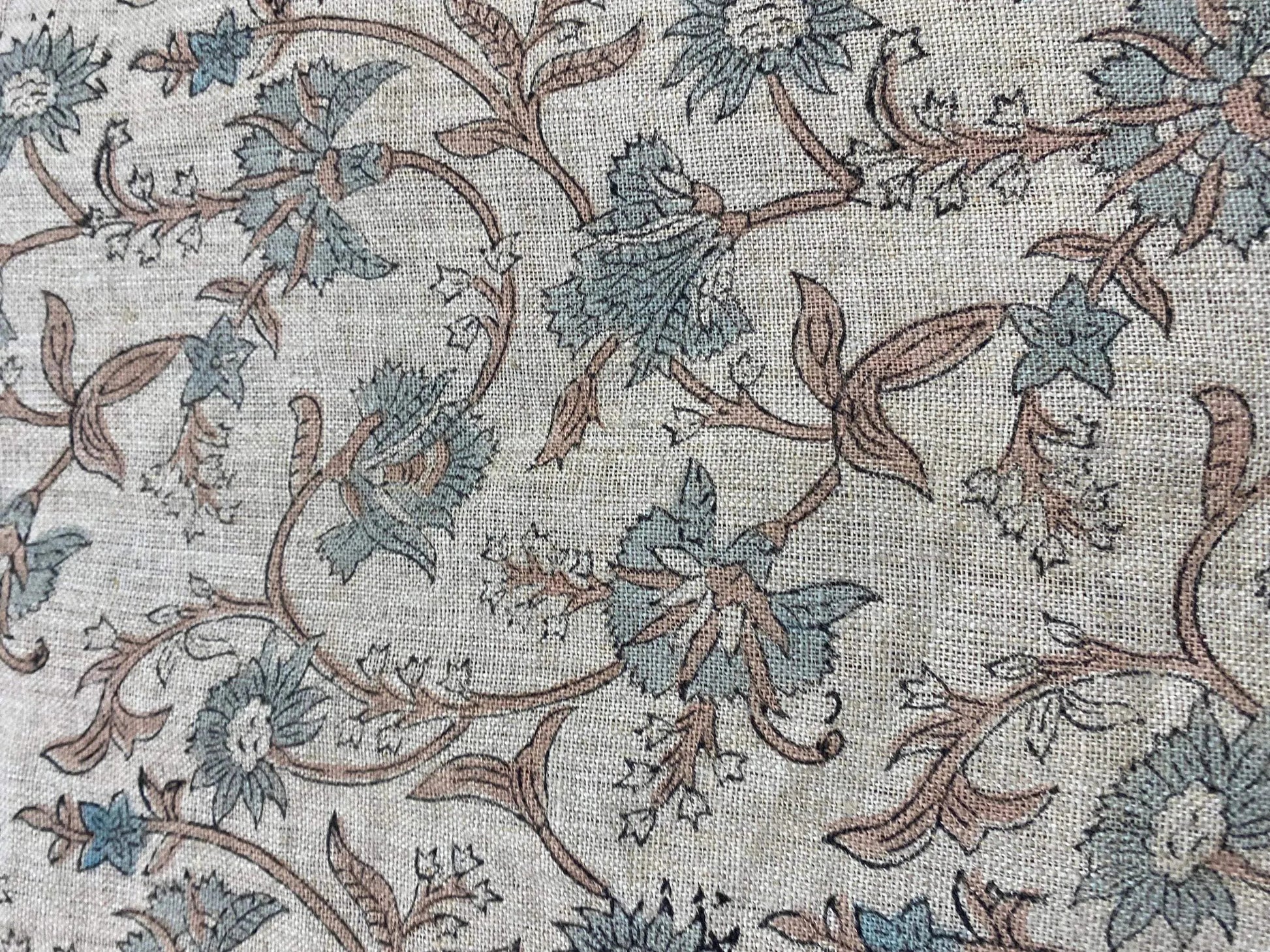58" inches Hand Block Printed Linen Fabric , Home Decor Best Linen Fabric for decor, pillows ,upholstery, curtain - Maple Village Lane