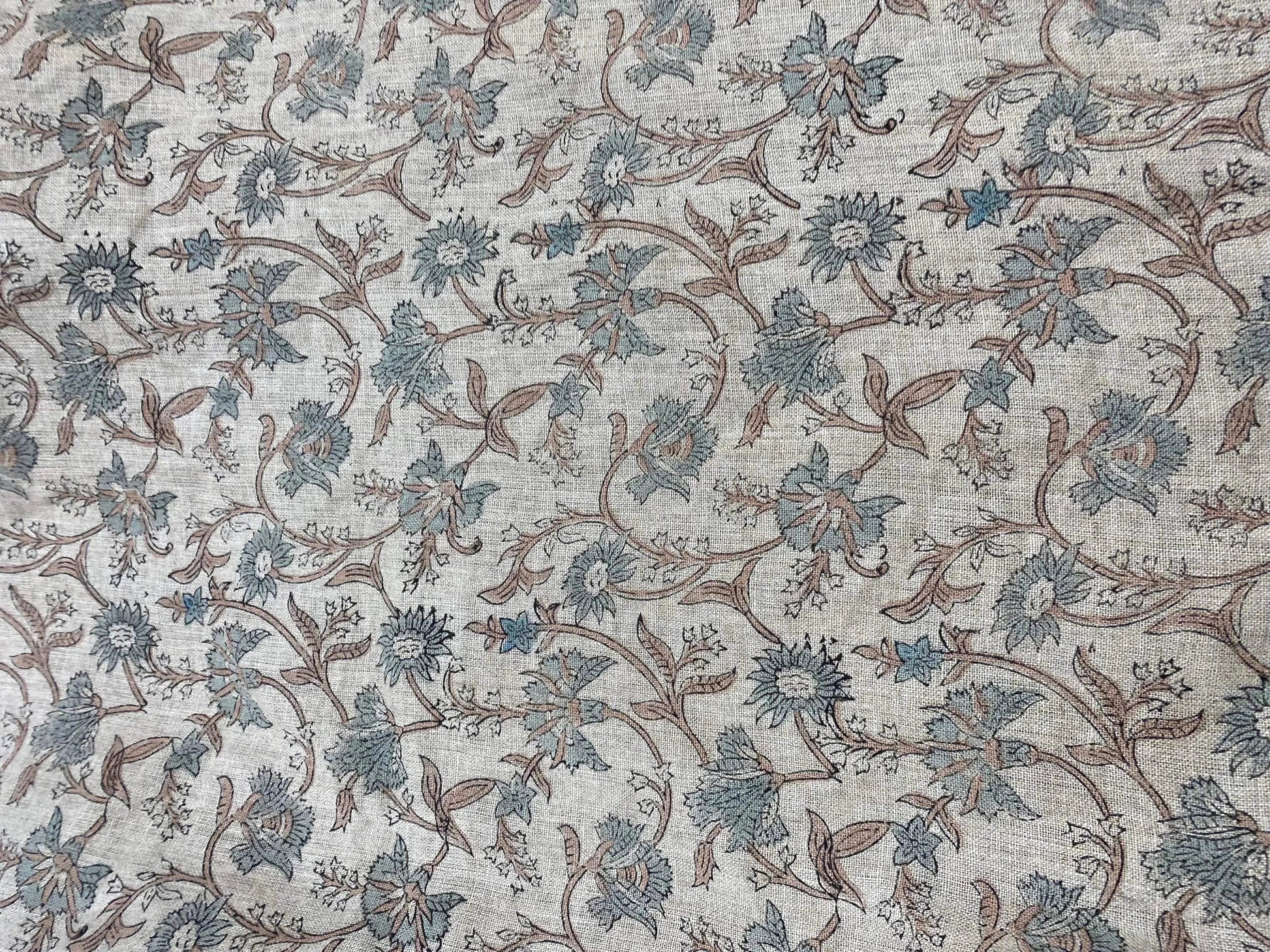 58" inches Hand Block Printed Linen Fabric , Home Decor Best Linen Fabric for decor, pillows ,upholstery, curtain - Maple Village Lane