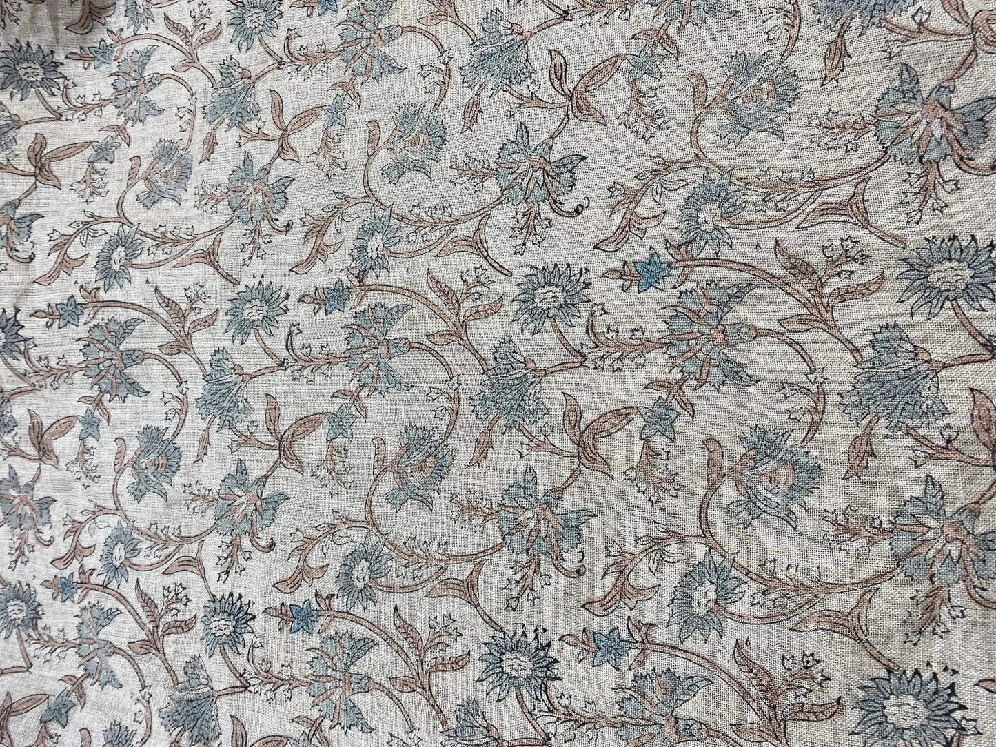 58" inches Hand Block Printed Linen Fabric , Home Decor Best Linen Fabric for decor, pillows ,upholstery, curtain - Maple Village Lane