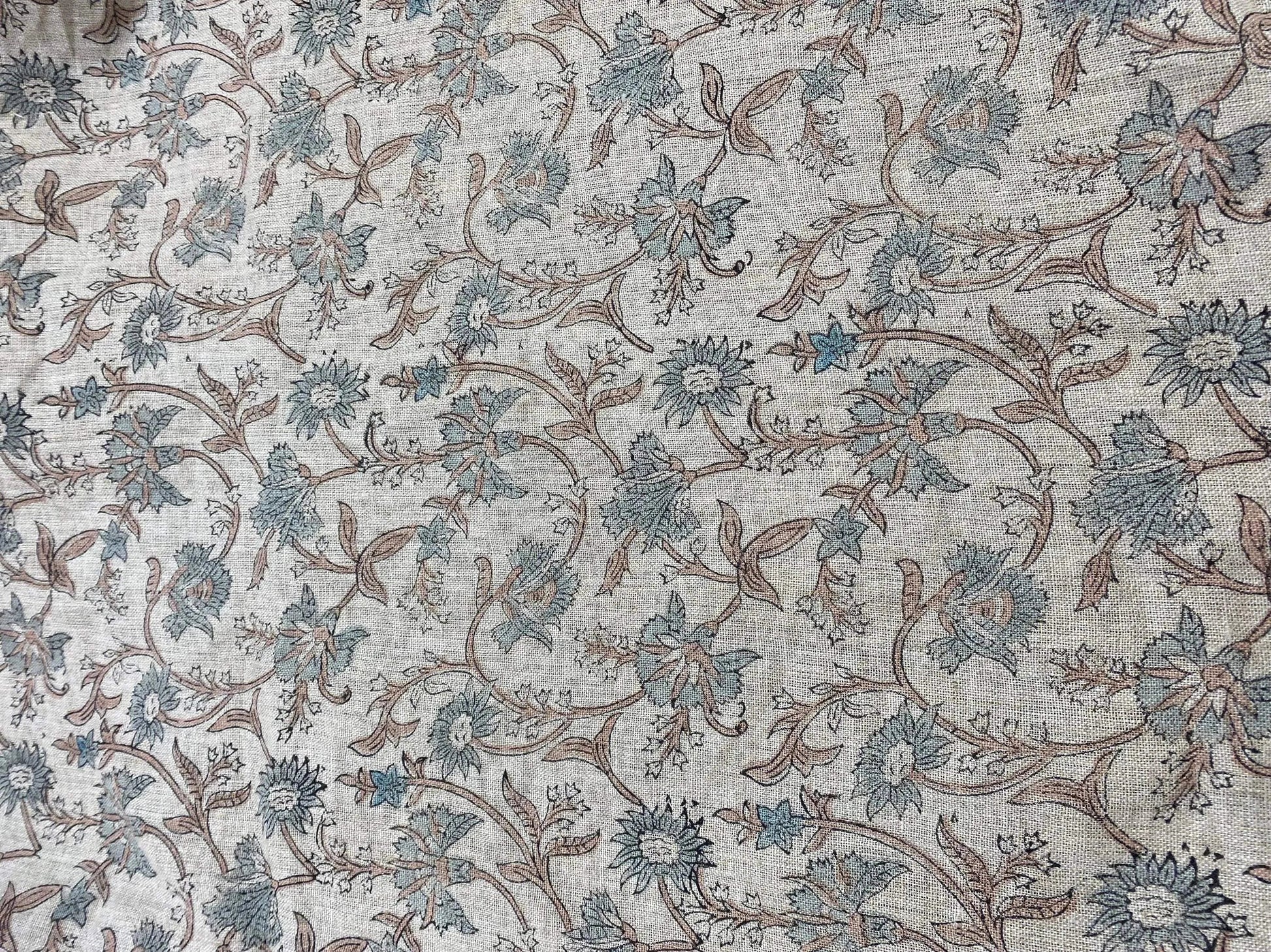 58" inches Hand Block Printed Linen Fabric , Home Decor Best Linen Fabric for decor, pillows ,upholstery, curtain - Maple Village Lane