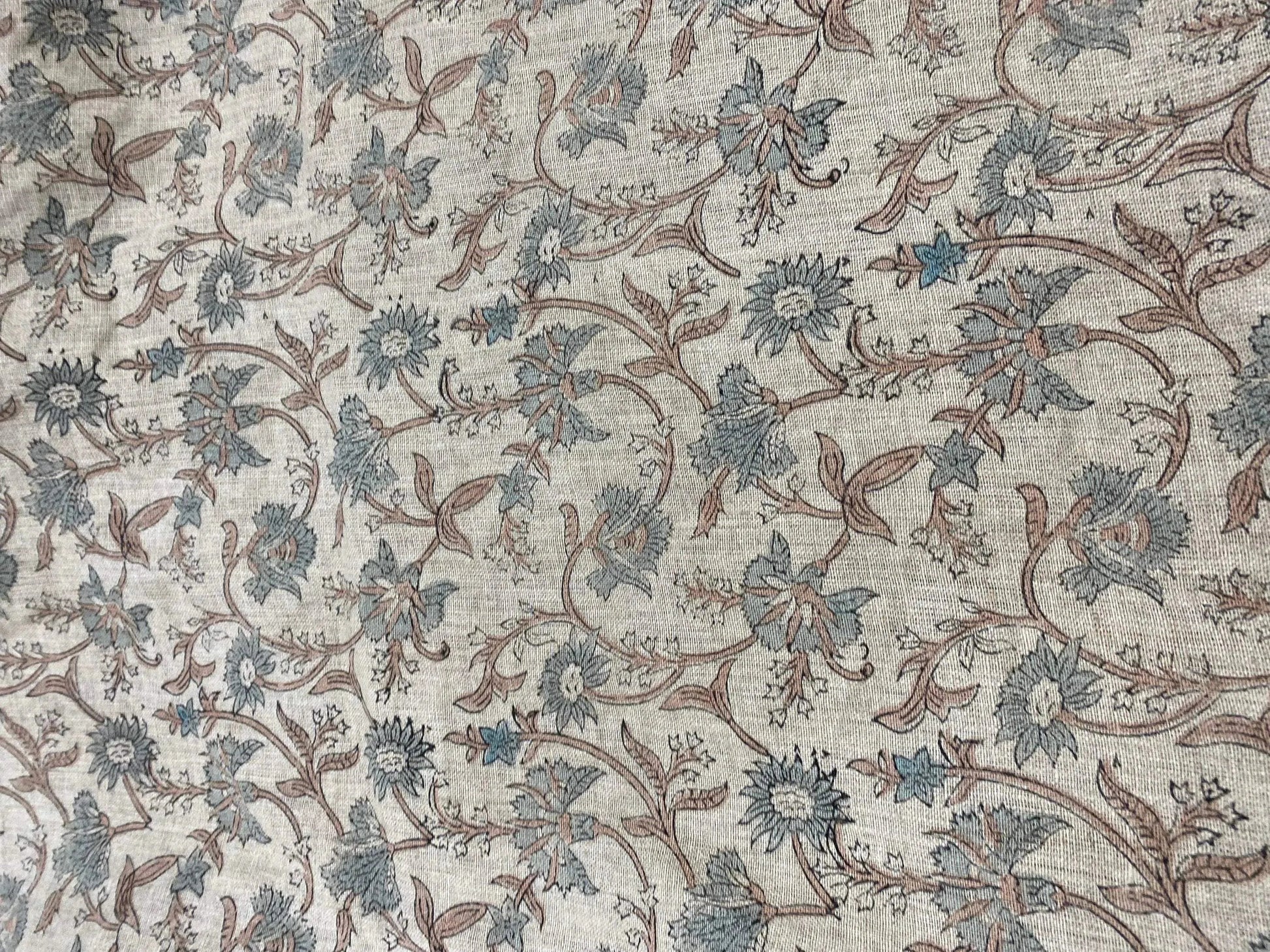 58" inches Hand Block Printed Linen Fabric , Home Decor Best Linen Fabric for decor, pillows ,upholstery, curtain - Maple Village Lane