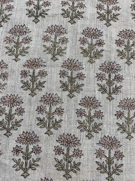 Linen fabric, Fabric by yard, Hand printed fabric, Block Print Fabric, Indian Fabric