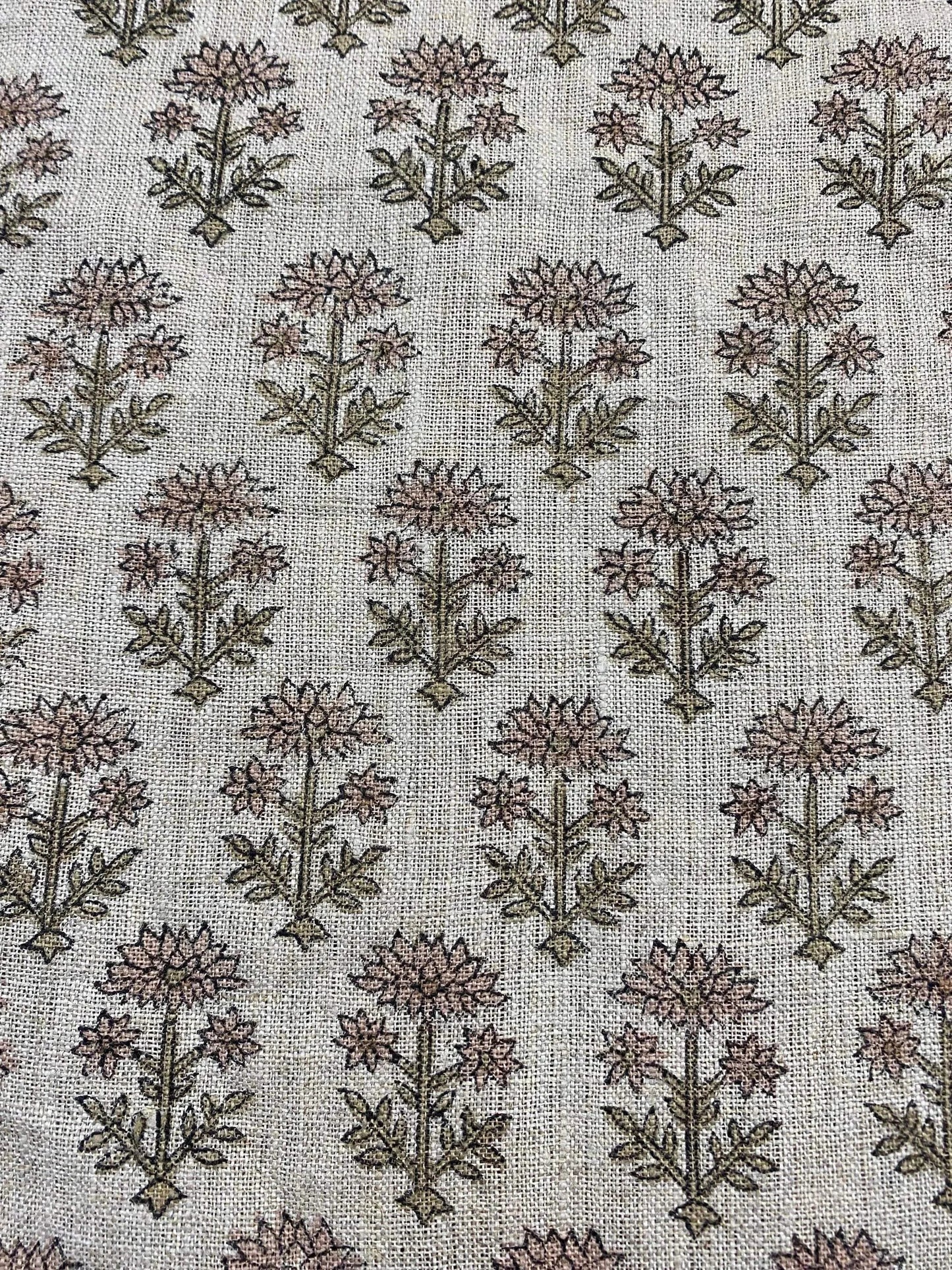 58" inches Hand Block Printed Linen Fabric , Home Decor Best Linen Fabric for decor, pillows ,upholstery, curtain - Maple Village Lane