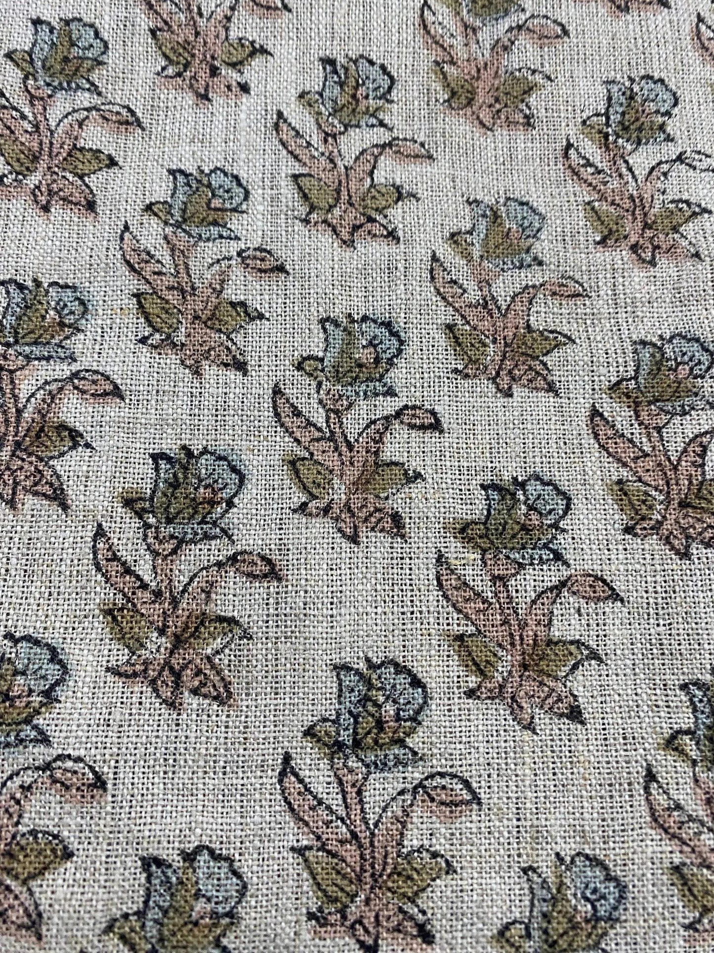 58" inches Hand Block Printed Linen Fabric , Home Decor Best Linen Fabric for decor, pillows ,upholstery, curtain - Maple Village Lane