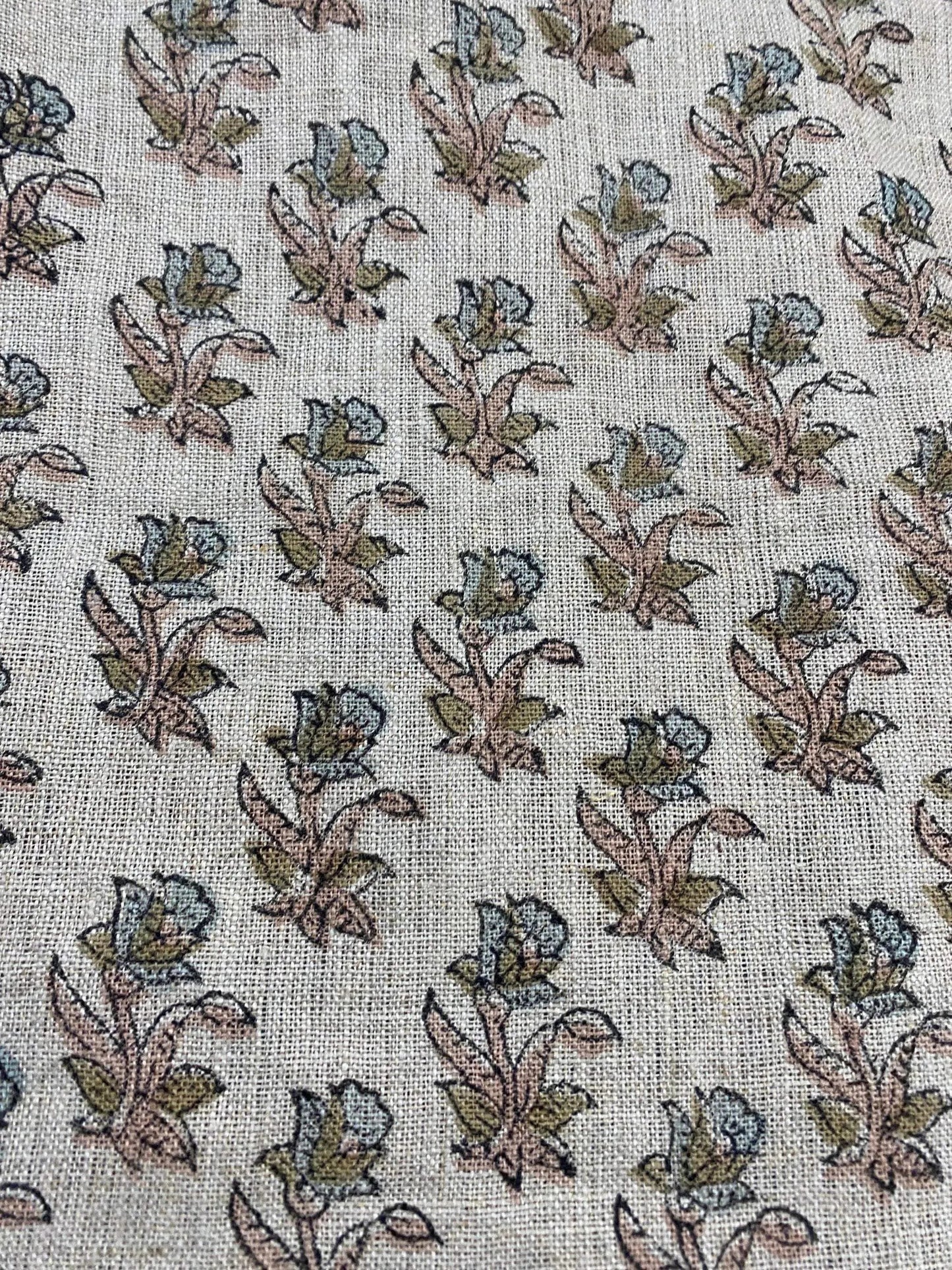 58" inches Hand Block Printed Linen Fabric , Home Decor Best Linen Fabric for decor, pillows ,upholstery, curtain - Maple Village Lane
