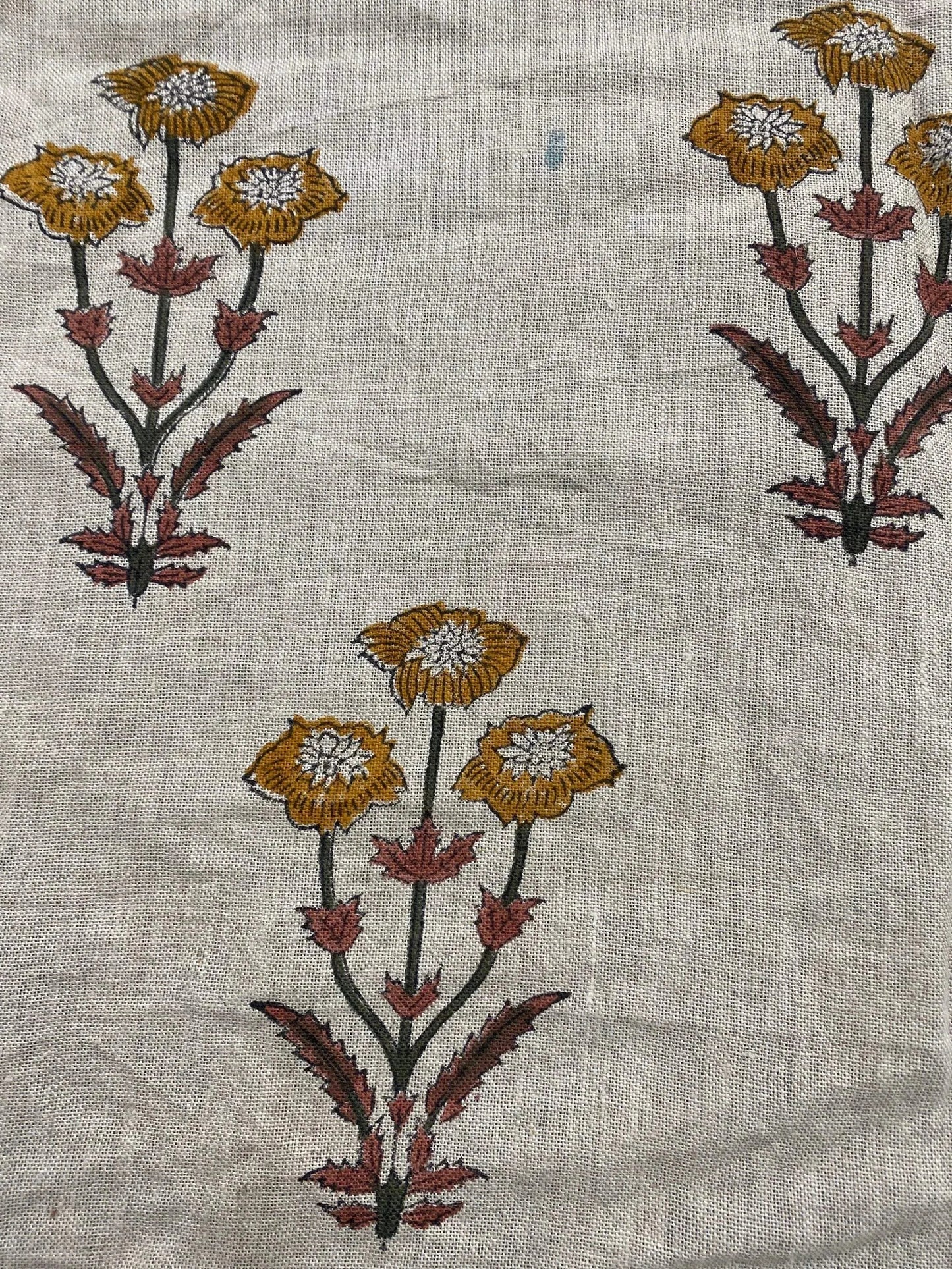 Jody Hand Block Print Linen Fabric for Decor, Pillows ,Upholstery, Curtain - Maple Village Lane