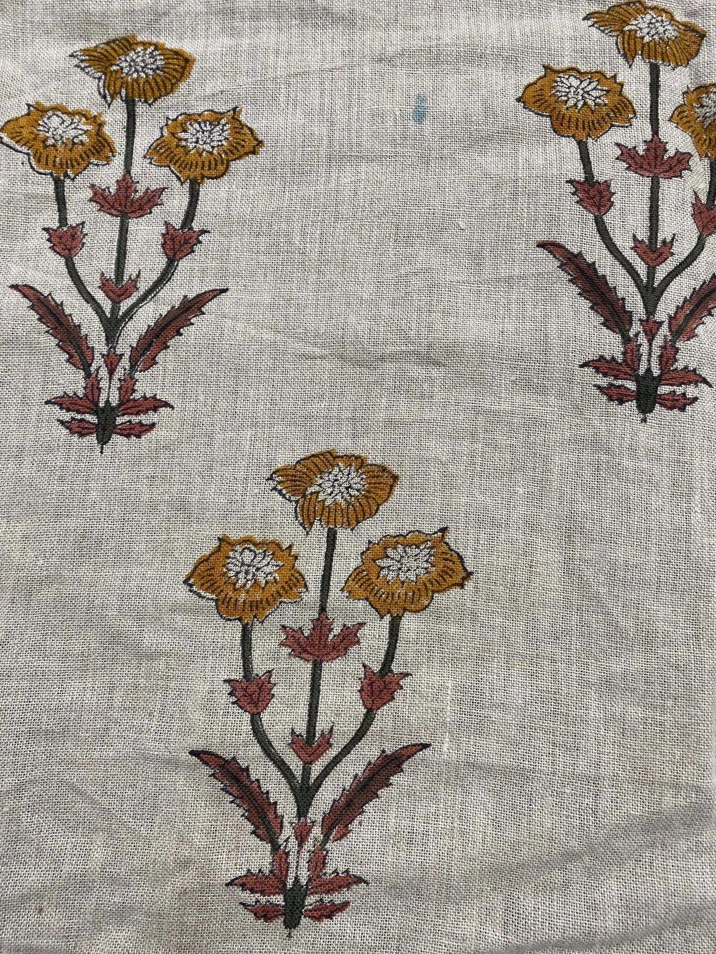 Jody Hand Block Print Linen Fabric for Decor, Pillows ,Upholstery, Curtain - Maple Village Lane