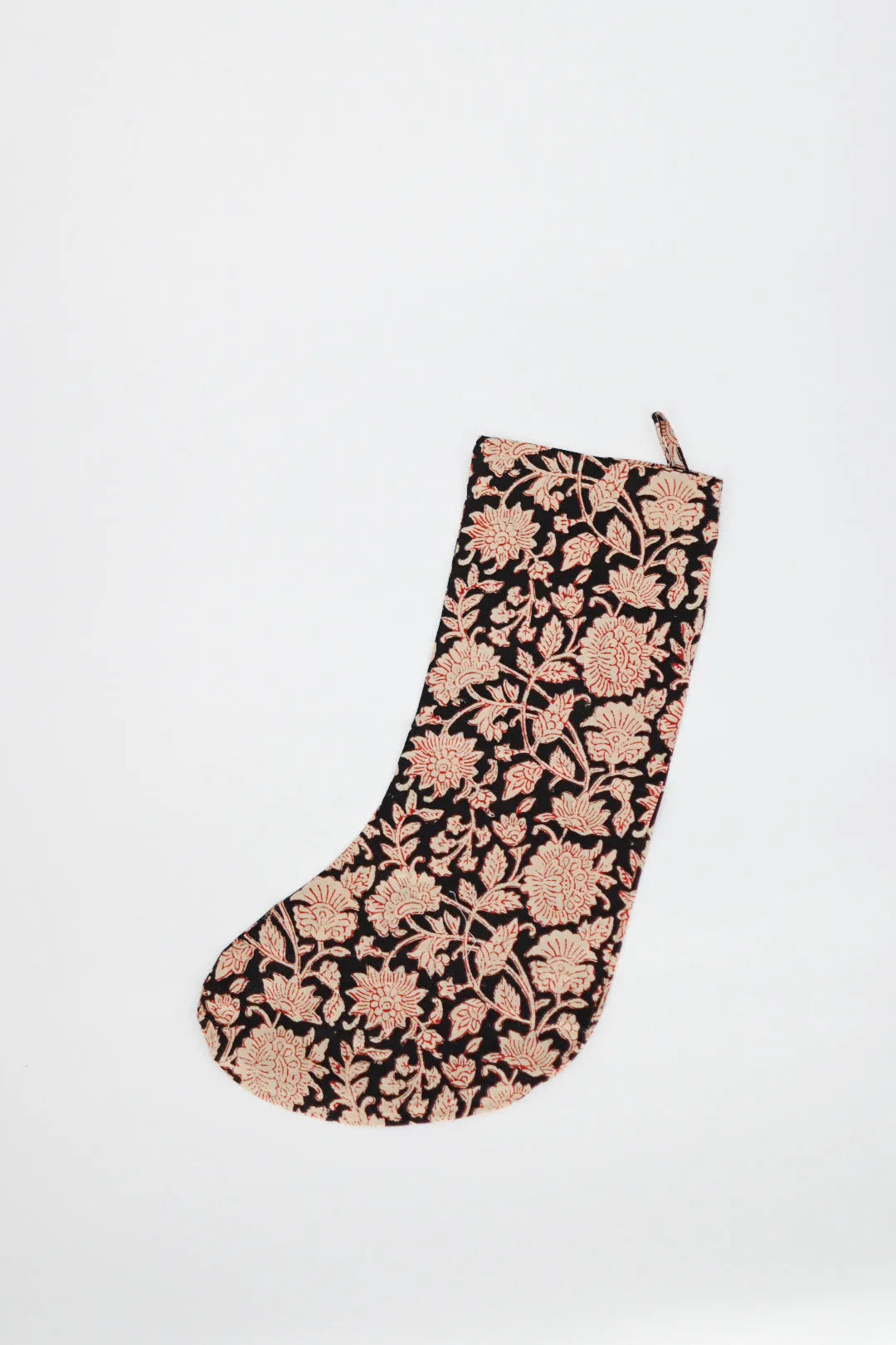 Black Floral with Scarlett Block Print Stocking