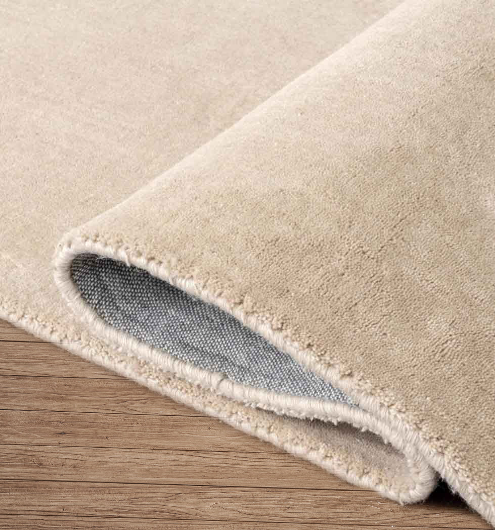 Champagne Hand Loomed Solid Wool Rug