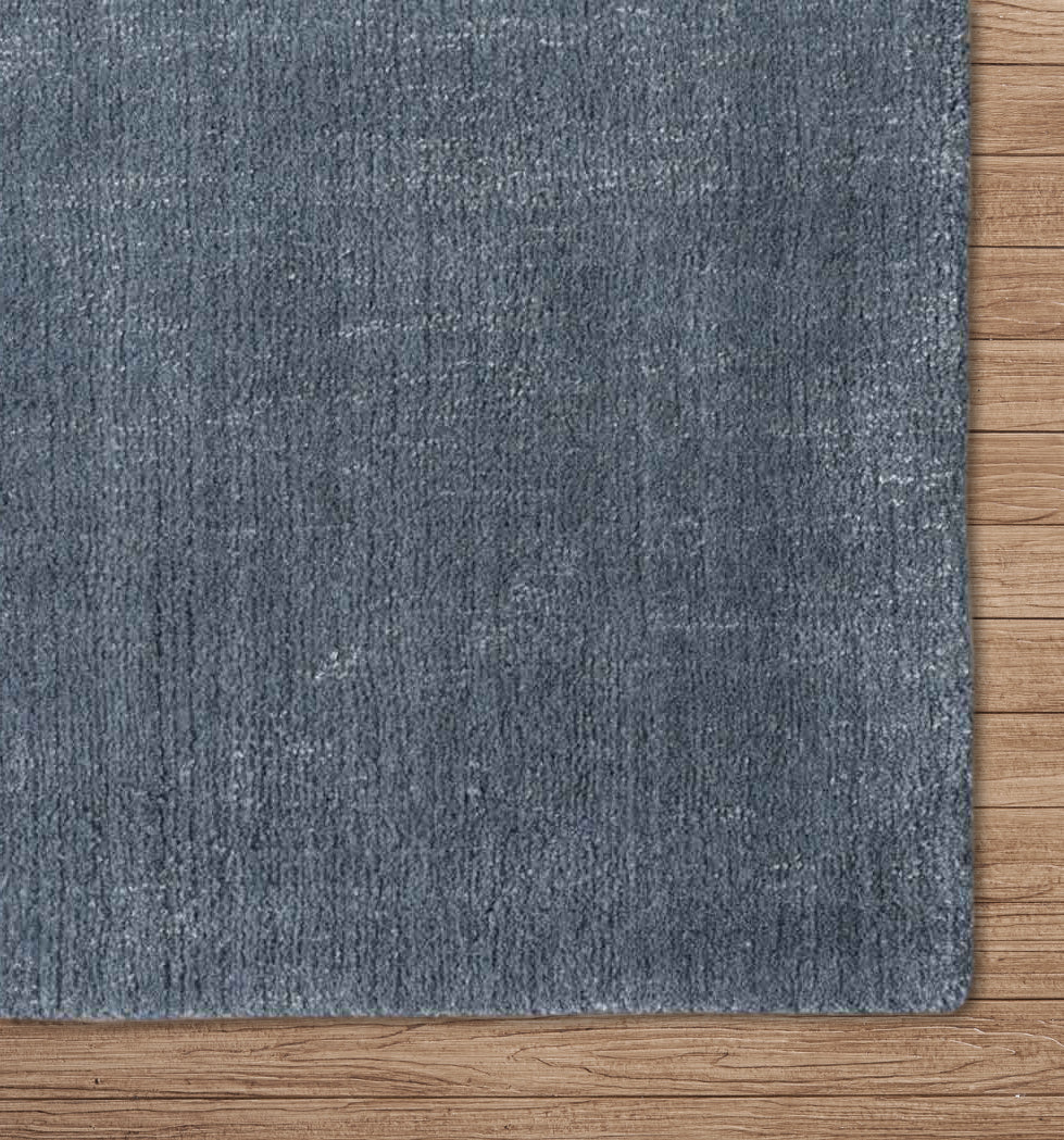 Denim Blue Hand-Loomed Wool Rug