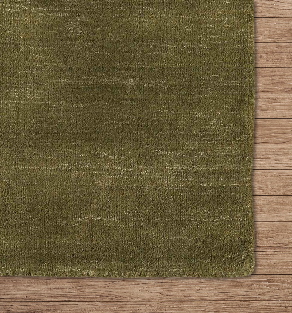 Moss Green Hand-Loomed Wool Rug
