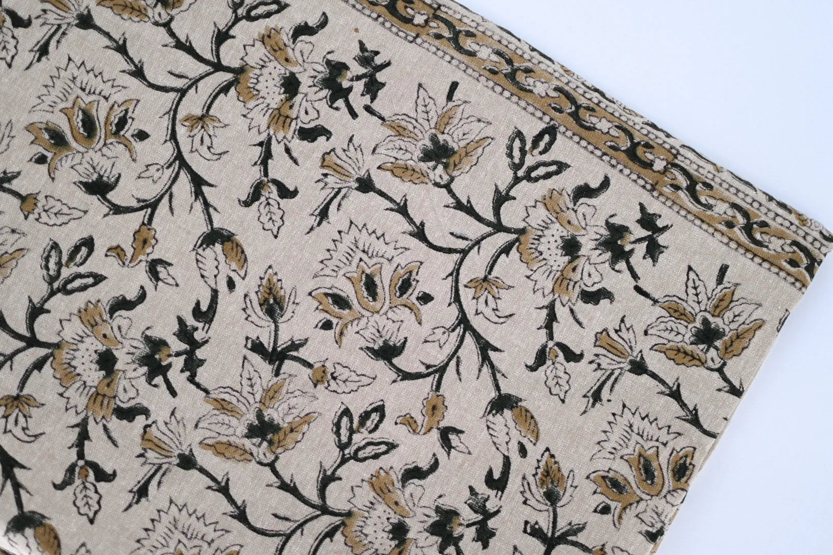 Shop Camel Floral Block Print Tablecloth Online