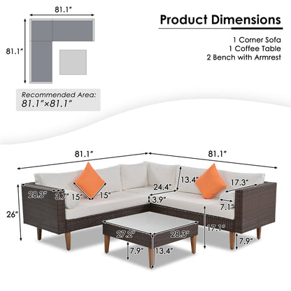 4-pieces Outdoor Wicker Sofa Set - Maple Village Lane