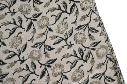 Beige Floral Block Print Tablecloth