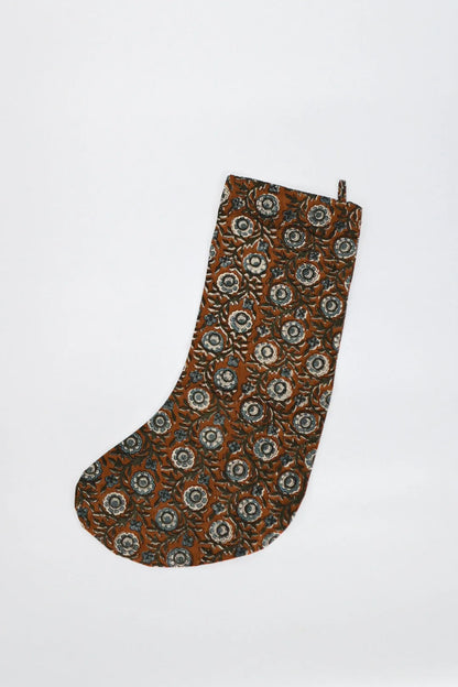 Earth Tones Floral Block Print Stocking