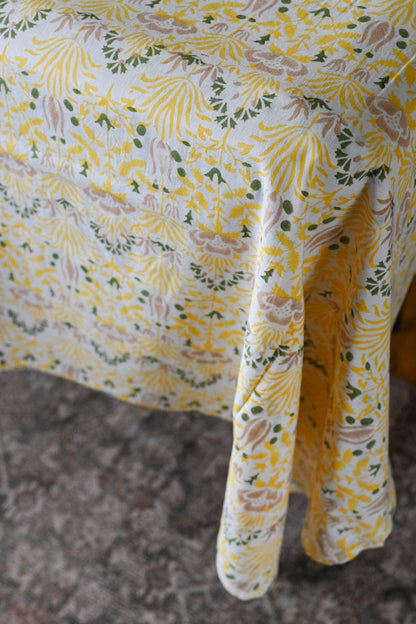 Citrine Floral Block Print Tablecloth