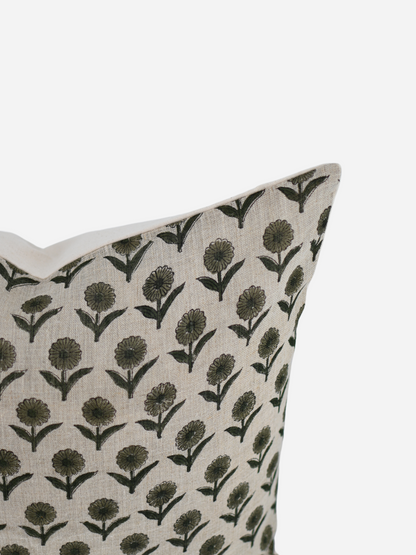 Azure Block Print Pillow Cover