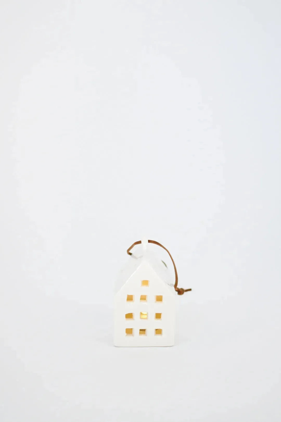 White Ceramic LED House Ornament, 4 Styles - Maple Village Lane