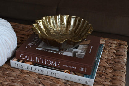 Brass Antiqued Ruffle Decorative Bowl - Maple Village Lane