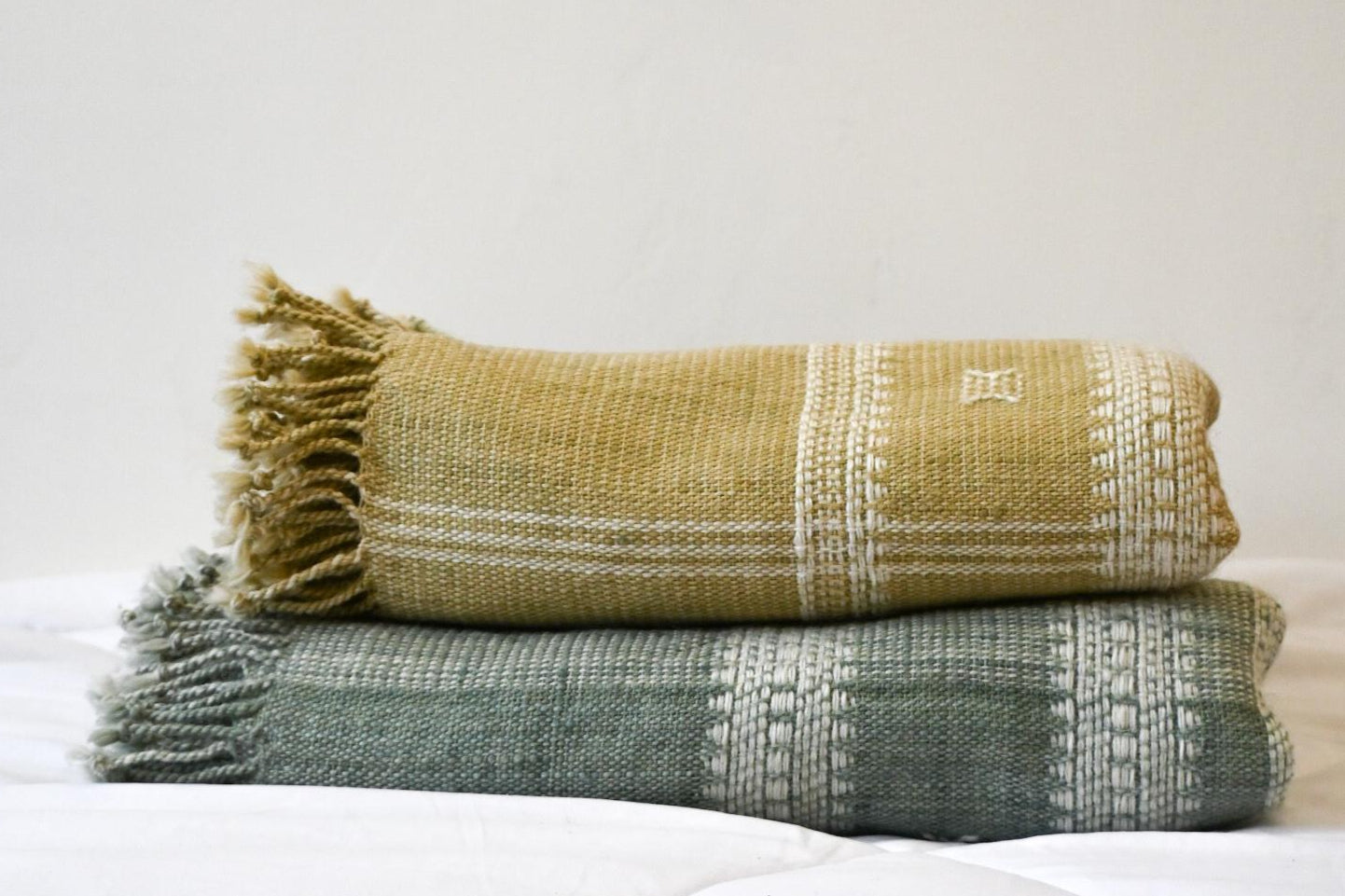 Handwoven Vintage Bhujodi Bed Throw -Golden Yellow