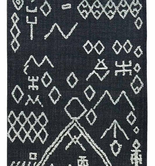 Destiny Black Geometric Jute Blend Rug