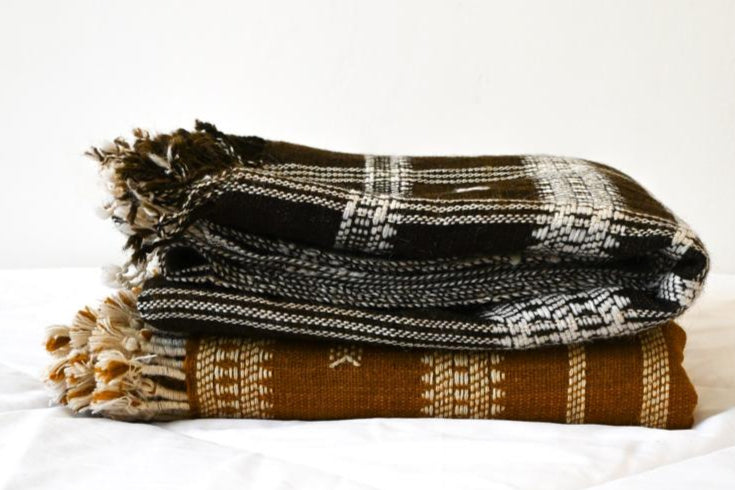 Handwoven Vintage Bhujodi Bed Throw Brown