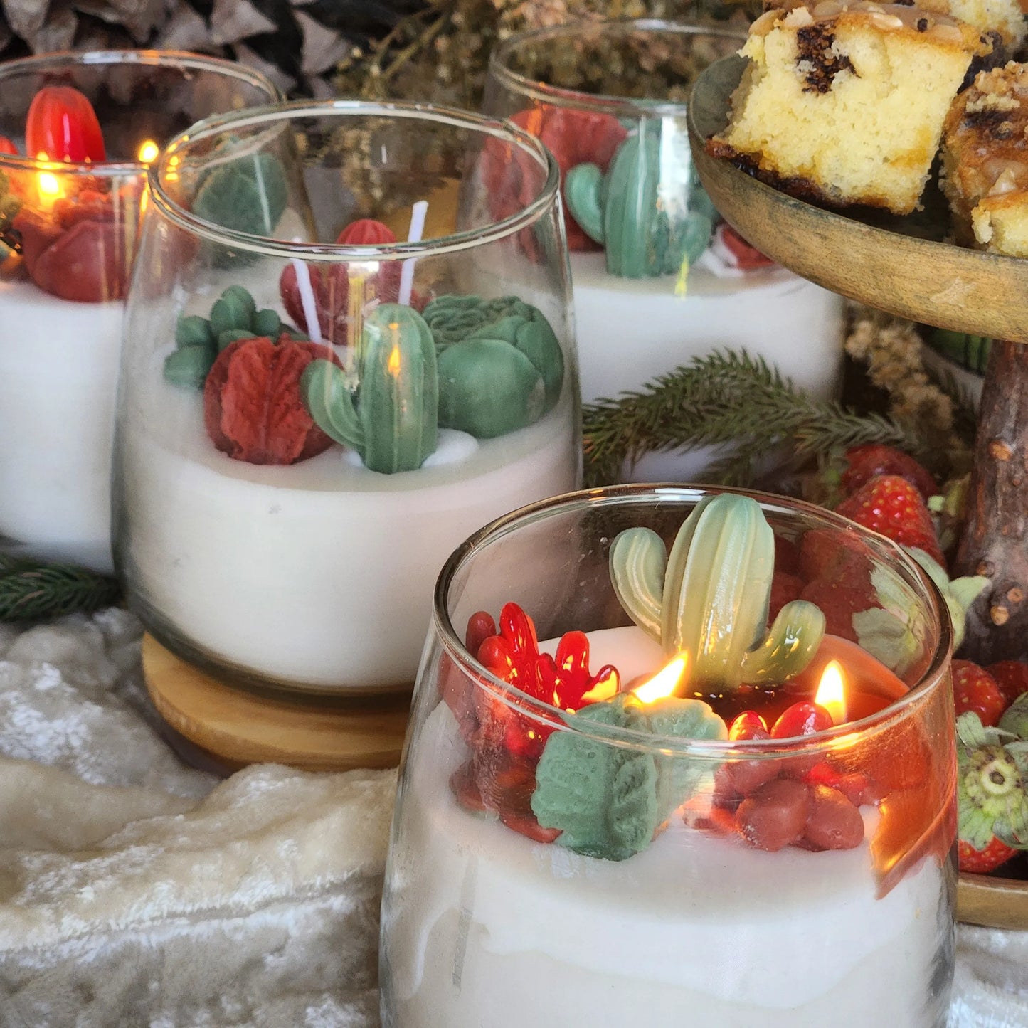 Santa Floral Glass Jar Candle with Air Tight Lid | Soy Wax