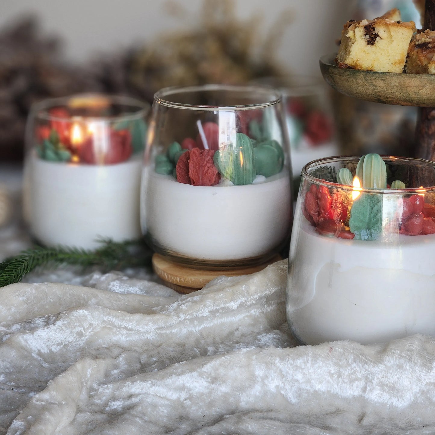 Santa Floral Glass Jar Candle with Air Tight Lid | Soy Wax