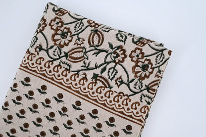 Earth Tones Floral Block Print Tablecloth