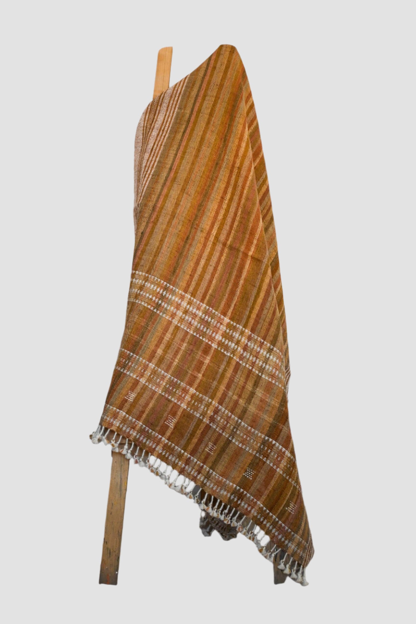 Handwoven Vintage Bhujodi Bed Throw Rust and Sandstone  - 40" x 90"